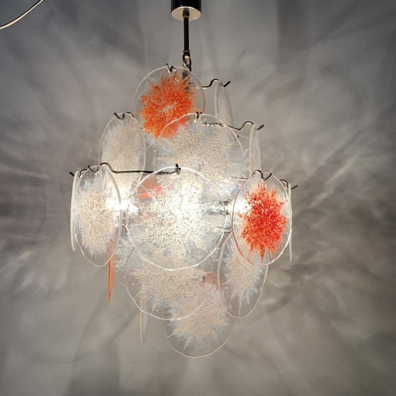 Image 1 of Vistosi Mid-Century Design Glass Disc Chandelier - 1970s