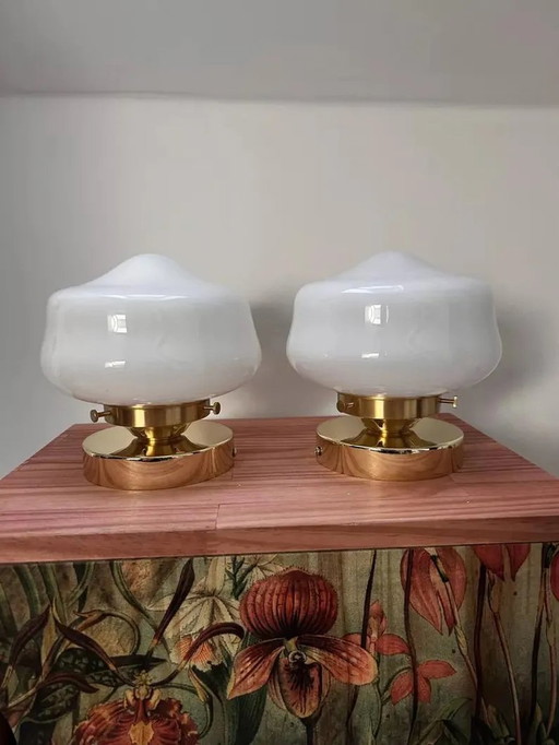 White Opaline Wall Lights