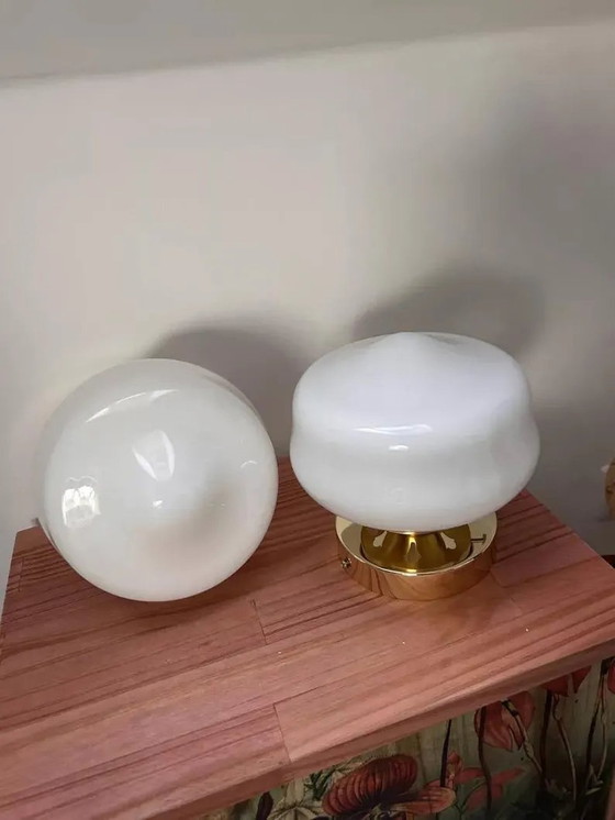 Image 1 of White Opaline Wall Lights