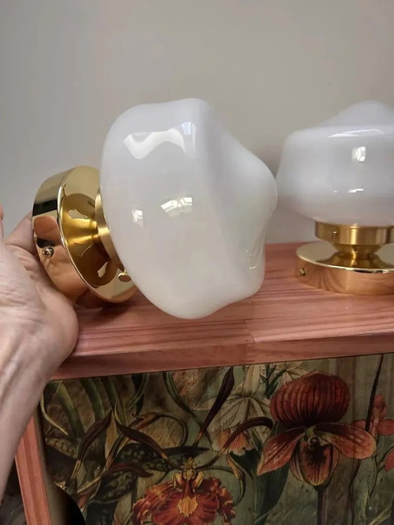 Image 1 of White Opaline Wall Lights