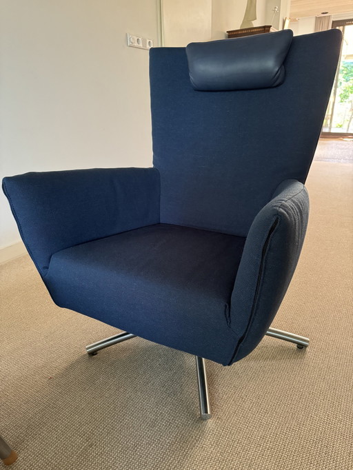 Gerard Van Den Berg Design Swivel Chair With Footstool