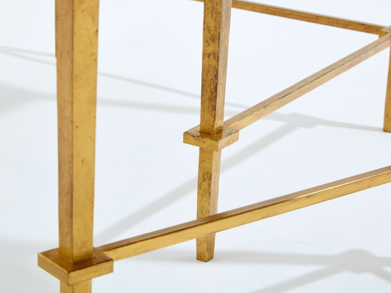 Image 1 of Coppia di tavolini laterali Maison Ramsay in ferro dorato e lacca nera, 1950