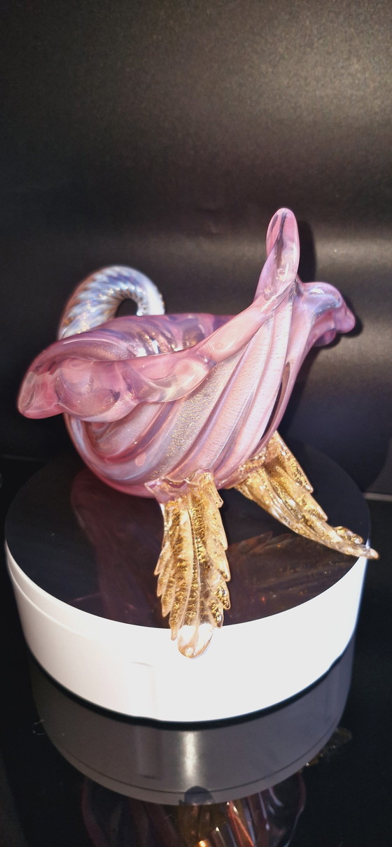 Image 1 of 50'S Archimede Seguso Murano Glass Pink Opaline Vase With Gold Leaves 