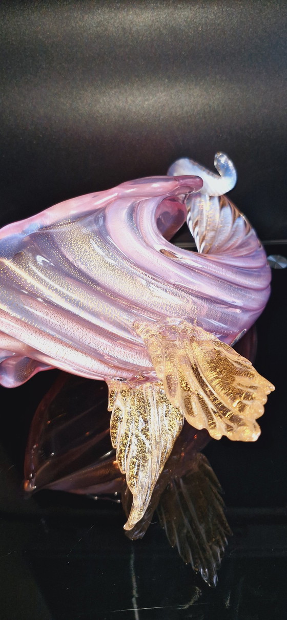 Image 1 of 50'S Archimede Seguso Murano Glass Pink Opaline Vase With Gold Leaves 