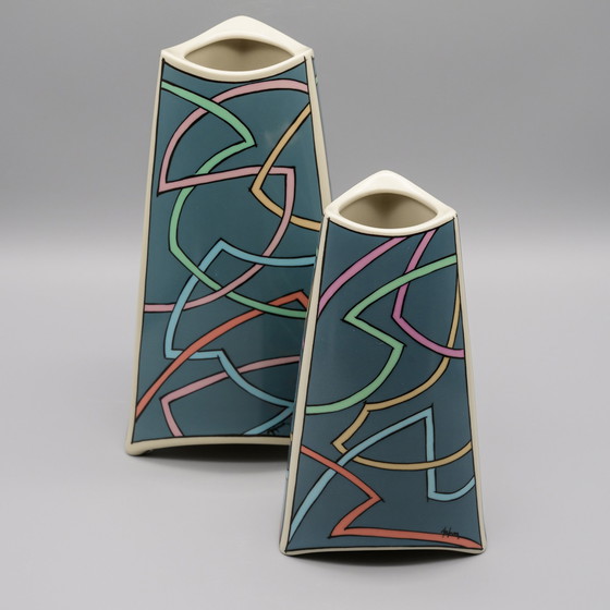 Image 1 of Rosenthal Studio-Linie Flash Vase Iconique Dorothy Hafner 80S Memphis Era Set (×4)