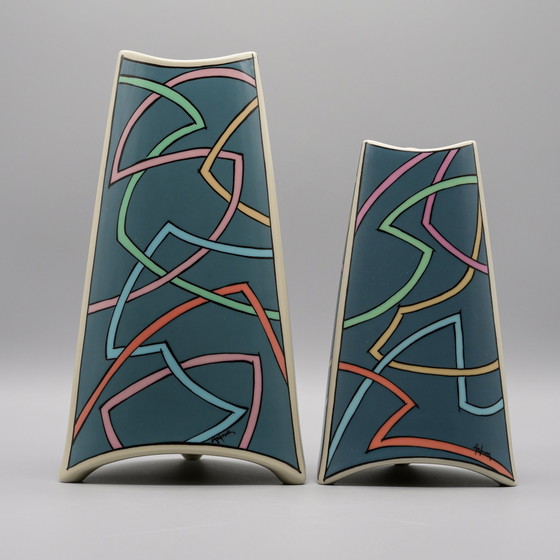 Image 1 of Rosenthal Studio-Linie Flash Iconic Vase Dorothy Hafner 80S Memphis Era Set (×4)