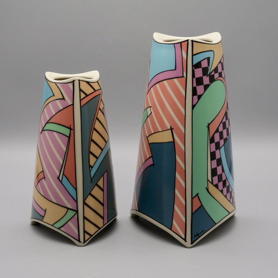 Image 1 of Rosenthal Studio-Linie Flash Iconic Vase Dorothy Hafner 80S Memphis Era Set (×4)