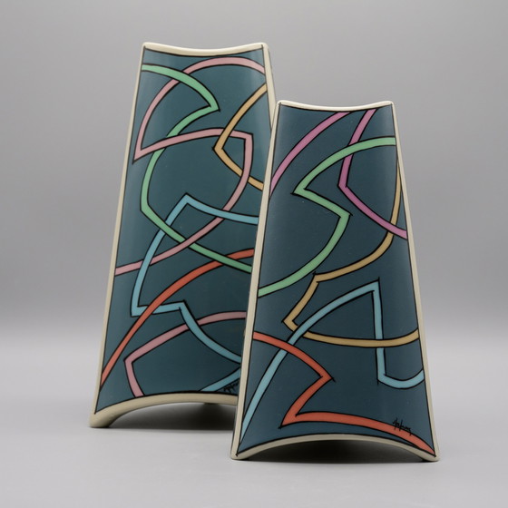 Image 1 of Rosenthal Studio-Linie Flash Vase Iconique Dorothy Hafner 80S Memphis Era Set (×4)