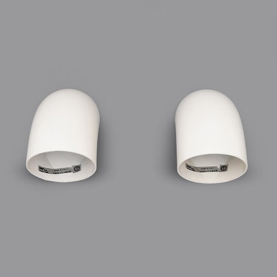 Image 1 of Pair of "1196" wall lamp in white metal by Elio Martinelli for Martinelli, Italy 1970