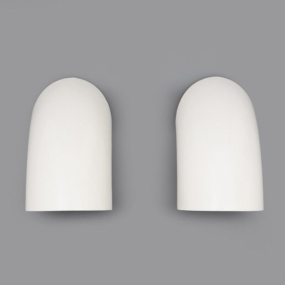 Image 1 of Pair of "1196" wall lamp in white metal by Elio Martinelli for Martinelli, Italy 1970