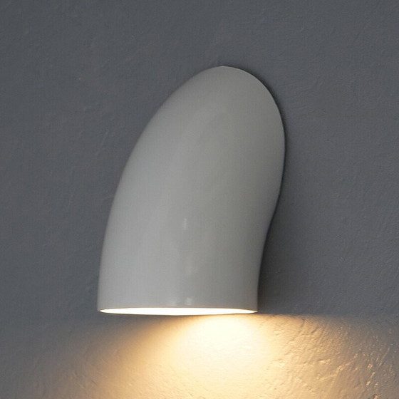 Image 1 of Pair of "1196" wall lamp in white metal by Elio Martinelli for Martinelli, Italy 1970