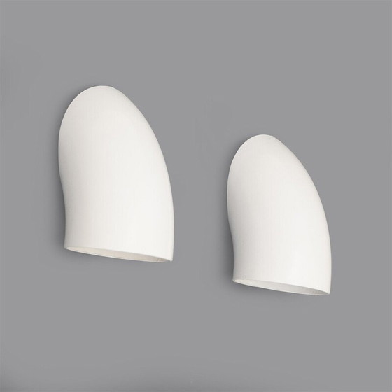 Image 1 of Pair of "1196" wall lamp in white metal by Elio Martinelli for Martinelli, Italy 1970