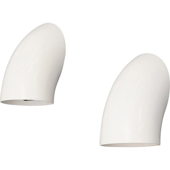 Image 1 of Pair of "1196" wall lamp in white metal by Elio Martinelli for Martinelli, Italy 1970