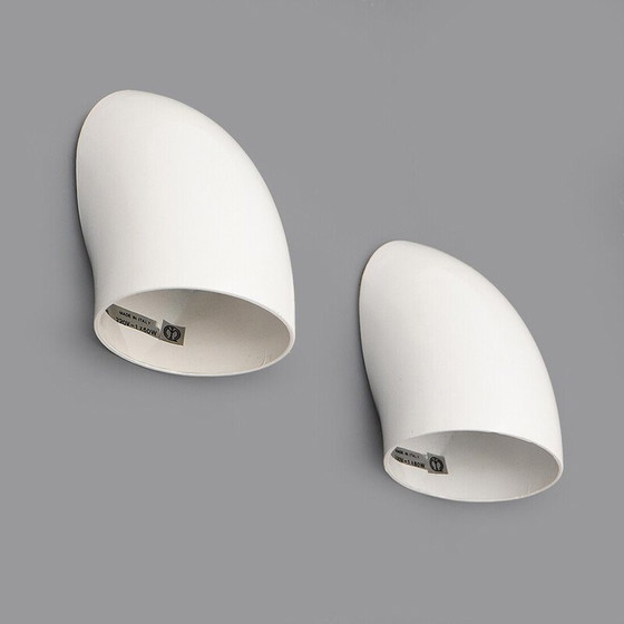 Image 1 of Pair of "1196" wall lamp in white metal by Elio Martinelli for Martinelli, Italy 1970