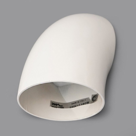 Image 1 of Pair of "1196" wall lamp in white metal by Elio Martinelli for Martinelli, Italy 1970