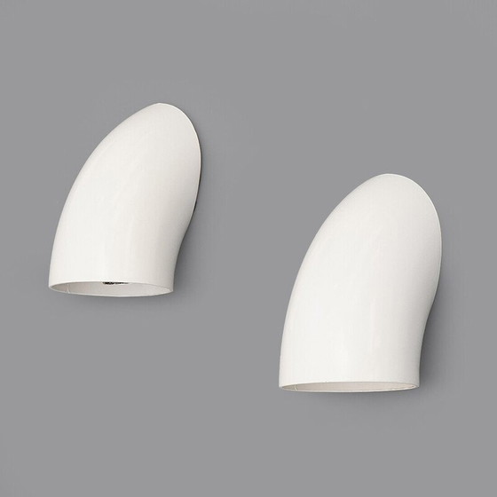 Image 1 of Pair of "1196" wall lamp in white metal by Elio Martinelli for Martinelli, Italy 1970