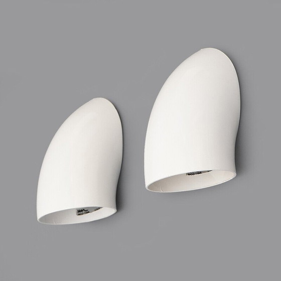 Image 1 of Pair of "1196" wall lamp in white metal by Elio Martinelli for Martinelli, Italy 1970