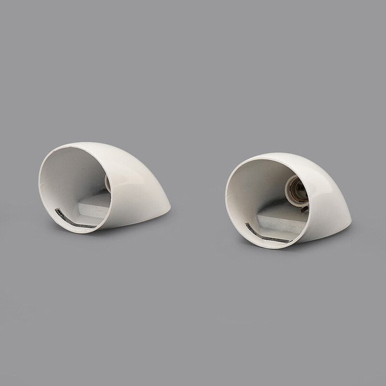 Image 1 of Pair of "1196" wall lamp in white metal by Elio Martinelli for Martinelli, Italy 1970