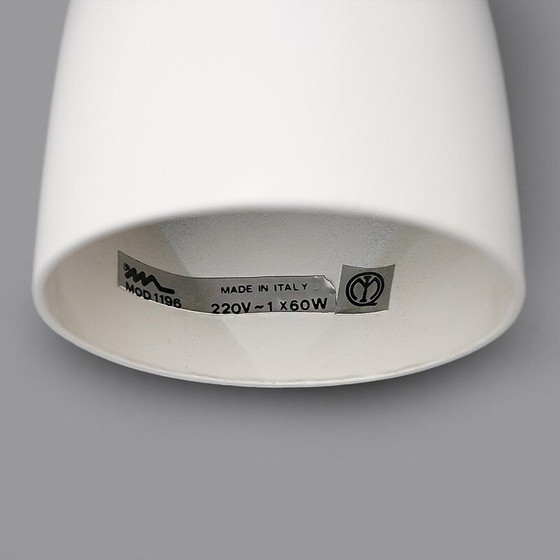 Image 1 of Pair of "1196" wall lamp in white metal by Elio Martinelli for Martinelli, Italy 1970