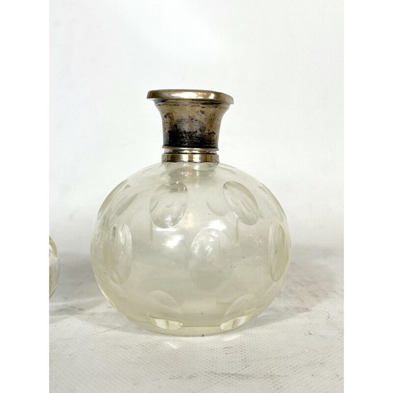 Image 1 of Juego de inodoro italiano de mediados de siglo en cristal de Murano plateado y soplado, década de 1940