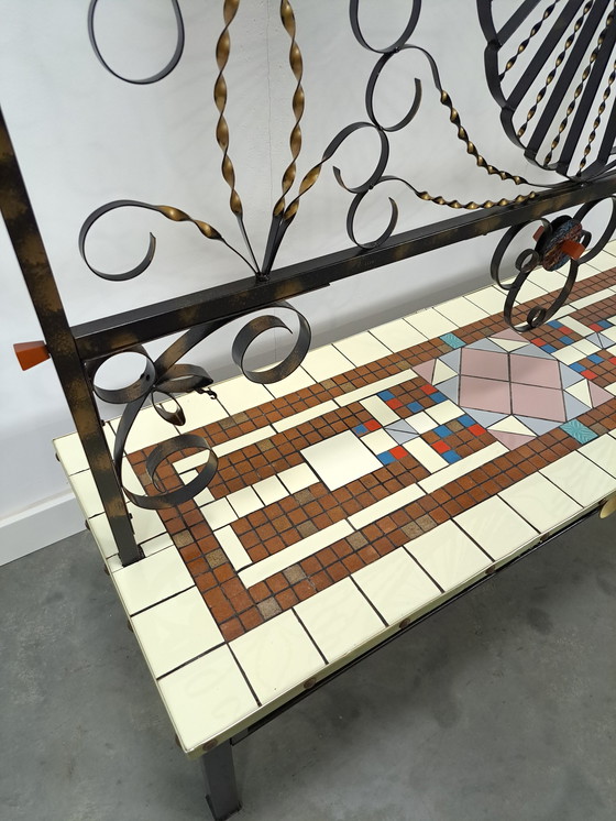 Image 1 of Steel plant rack with colored tiles, room divider