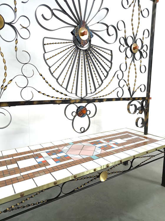 Image 1 of Steel plant rack with colored tiles, room divider