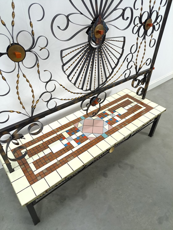 Image 1 of Steel plant rack with colored tiles, room divider