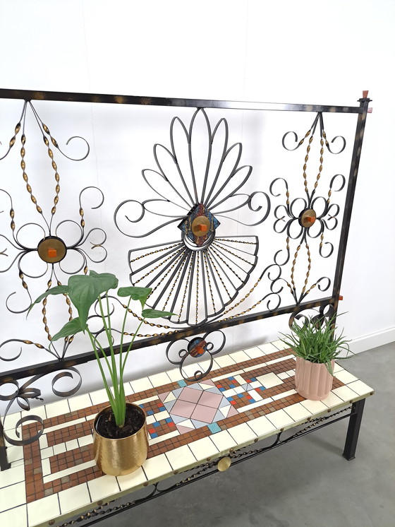 Image 1 of Steel plant rack with colored tiles, room divider