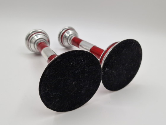 Image 1 of Pair of industrial vintage candlesticks in the shape of a lighthouse