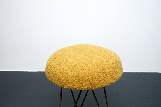 Image 1 of Tabouret vintage avec Hoop Legs et sièges en peluche, lot de 2