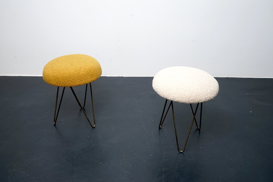 Image 1 of Tabouret vintage avec Hoop Legs et sièges en peluche, lot de 2