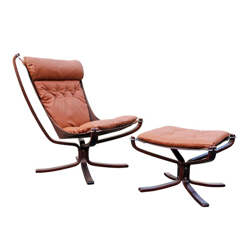 Falcon Armchair and Ottoman, Sigurd Ressell for Vatne Mobler, 1970s