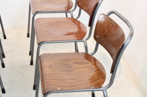 Image 1 of 6 x Industrial Plywood TH-Delft by W.H. Gispen chairs