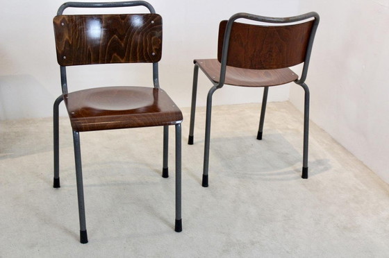 Image 1 of 6 x Industrial Plywood TH-Delft by W.H. Gispen chairs