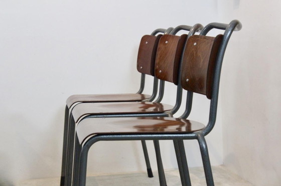 Image 1 of 6 x Industrial Plywood TH-Delft by W.H. Gispen chairs