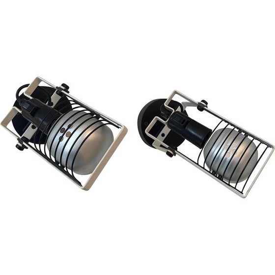 Image 1 of Coppia di lampade da parete orientabili Sintesi vintage in metallo laccato e alluminio di Gismonti per Artemide, Italia 1975