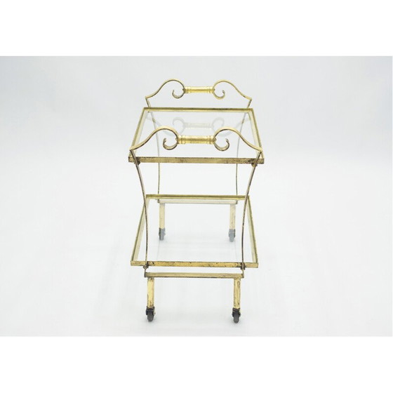 Image 1 of Vintage gilded iron and glass serving table for Maison Ramsay, 1940