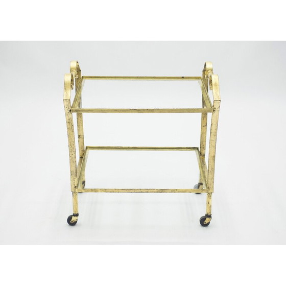 Image 1 of Vintage gilded iron and glass serving table for Maison Ramsay, 1940