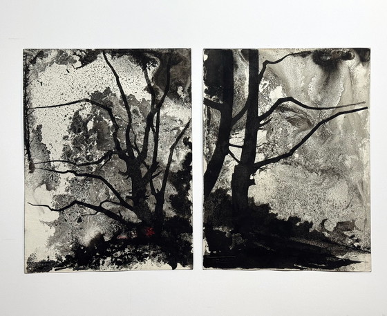 Image 1 of Ink Composition (Diptych) - Eugene Eechaut (1928-2019)