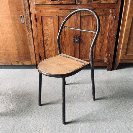 Image 1 of Pair of vintage stacking chairs by René Herbst for Mobilor, 1950