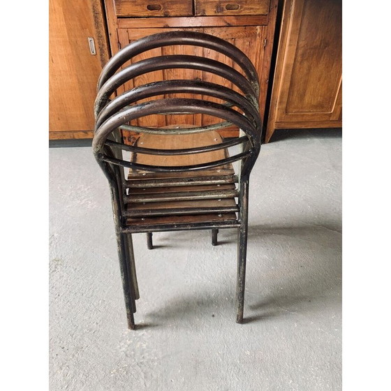 Image 1 of Pair of vintage stacking chairs by René Herbst for Mobilor, 1950