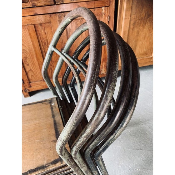 Image 1 of Pair of vintage stacking chairs by René Herbst for Mobilor, 1950