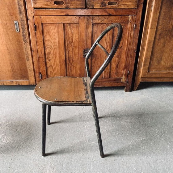 Image 1 of Pair of vintage stacking chairs by René Herbst for Mobilor, 1950