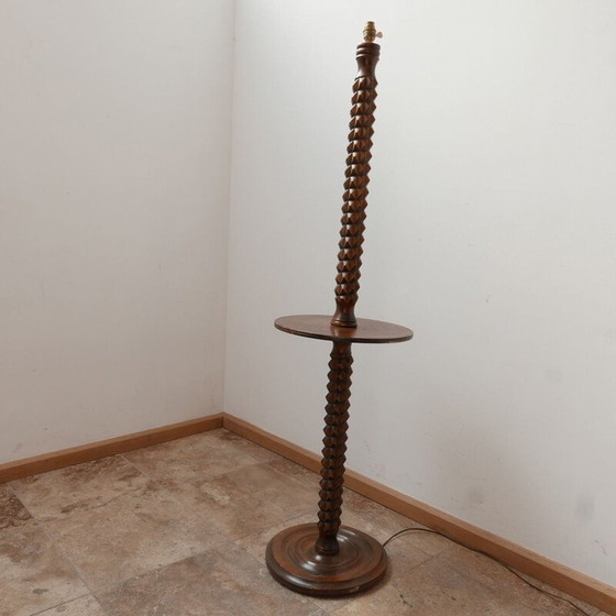 Image 1 of Vintage art deco floor lamp in wood, France 1950