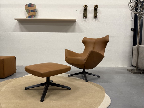 Image 1 of Design On Stock Nosto Armchair With Hocker Loxton Leather Cave