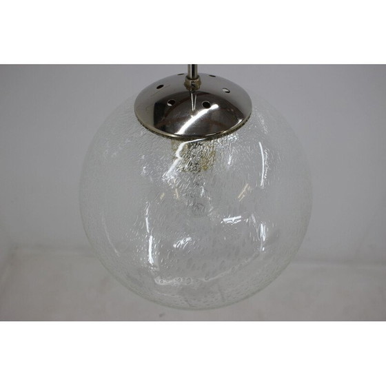 Image 1 of Vintage glass and brass pendant lamp, Czechoslovakia 1960