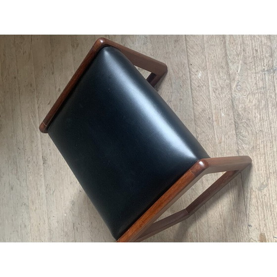 Image 1 of Vintage footstool in solid teak and skai