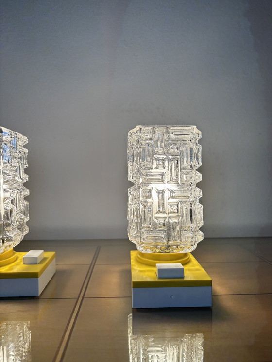 Image 1 of Vintage Table Lamp, Graewe, Yellow / White With Glass Dome, 70S, 1970S, Retro, Mid Century, Space Age, Germany, Pop Art