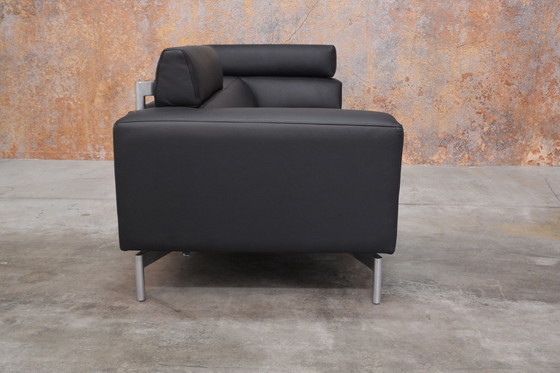 Image 1 of Refurbished black leather Leolux Howlo designer sofa