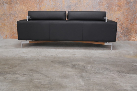 Image 1 of Refurbished black leather Leolux Howlo designer sofa